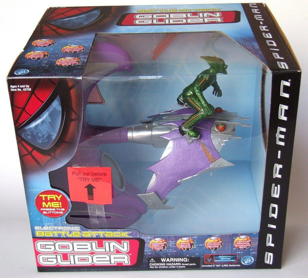 Spider-Man Electronic Battle Attack Green Goblin Glider 2001 Toy Biz - New
